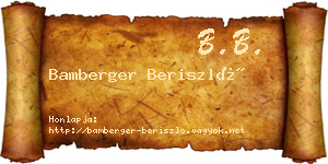 Bamberger Beriszló névjegykártya